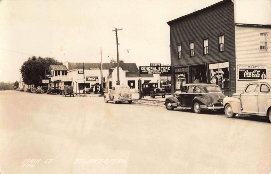 Vintage Street With Classic Cars.