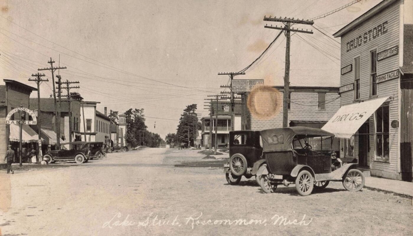 Historic Street Scene With Vintage Cars