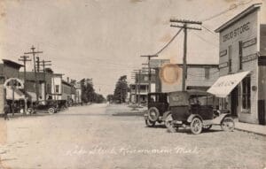 Historic Street Scene With Vintage Cars