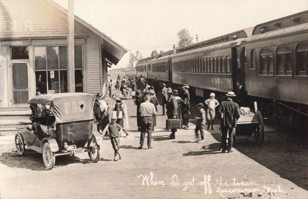 Historic Train Station With Passengers.