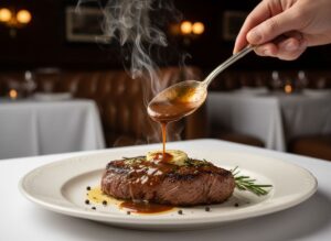 Steak With Sauce Being Poured