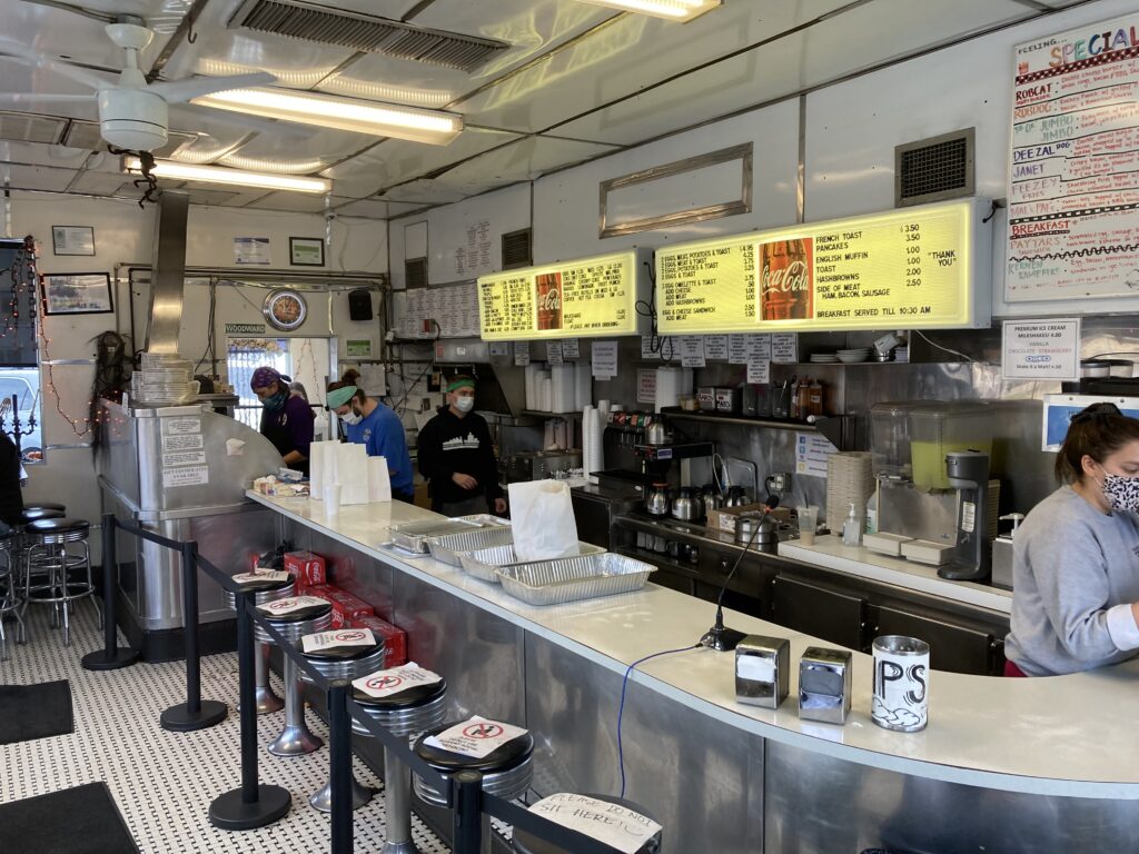 Retro Diner Interior With Counter Service