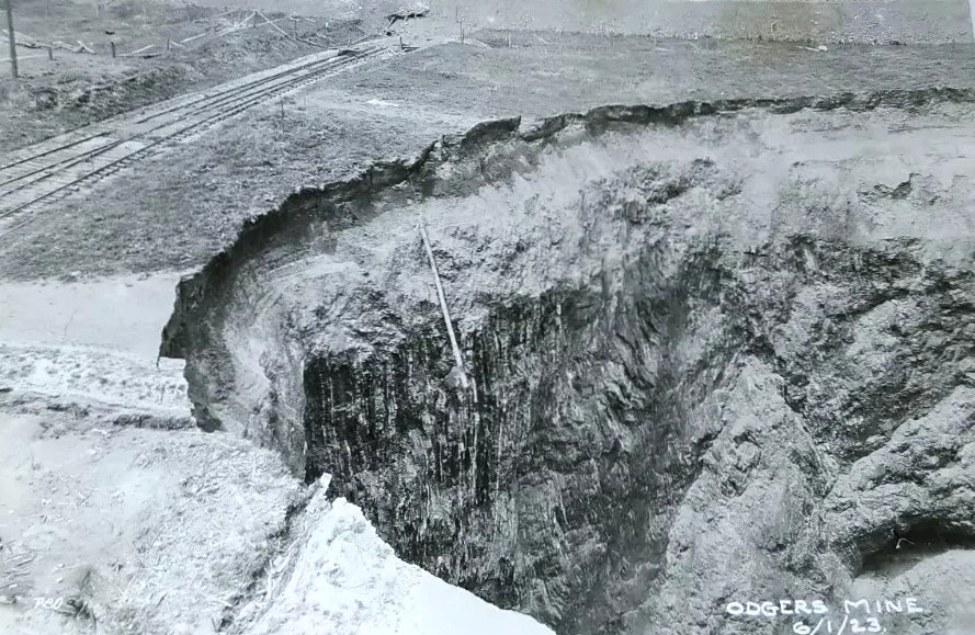 Mine Collapse With Exposed Earth Layers.