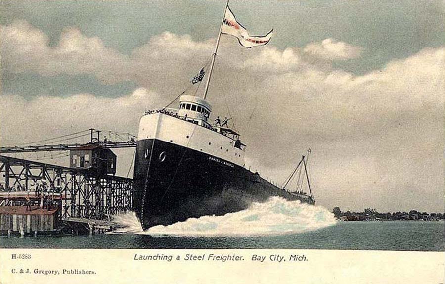 Launching Of The Daniel J. Morrell Freighter In 1906