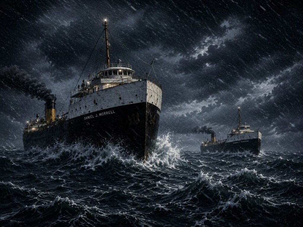 Freighters Daniel J. Morrell And Edward Y. Townsend In A Lake Huron Storm