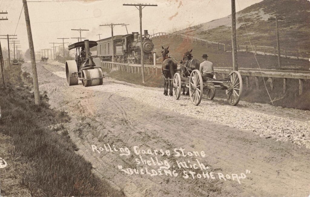 Rolling A Stone Road In The Early 1900S