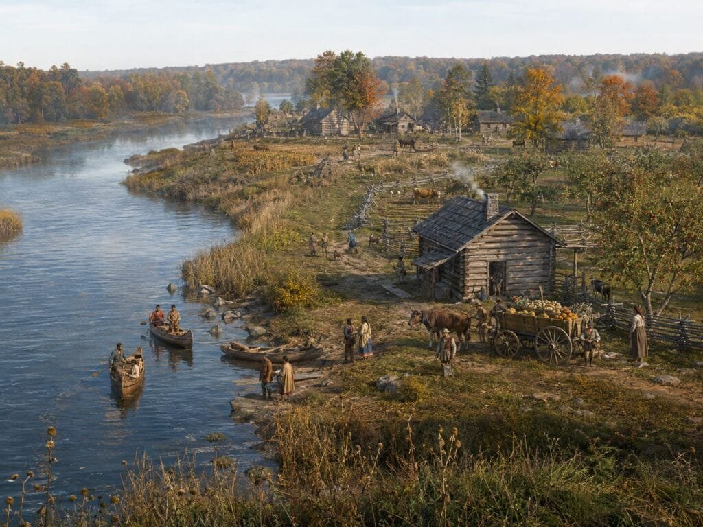 Rural Settlement By A River
