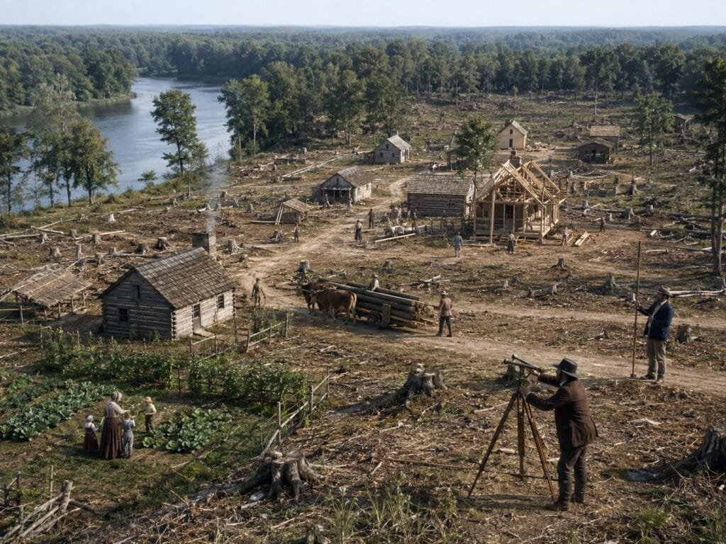 Early Settlement Near A River