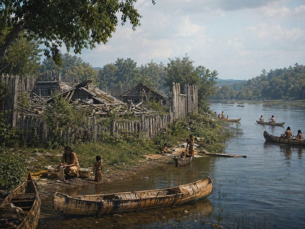 Historic Scene By A River