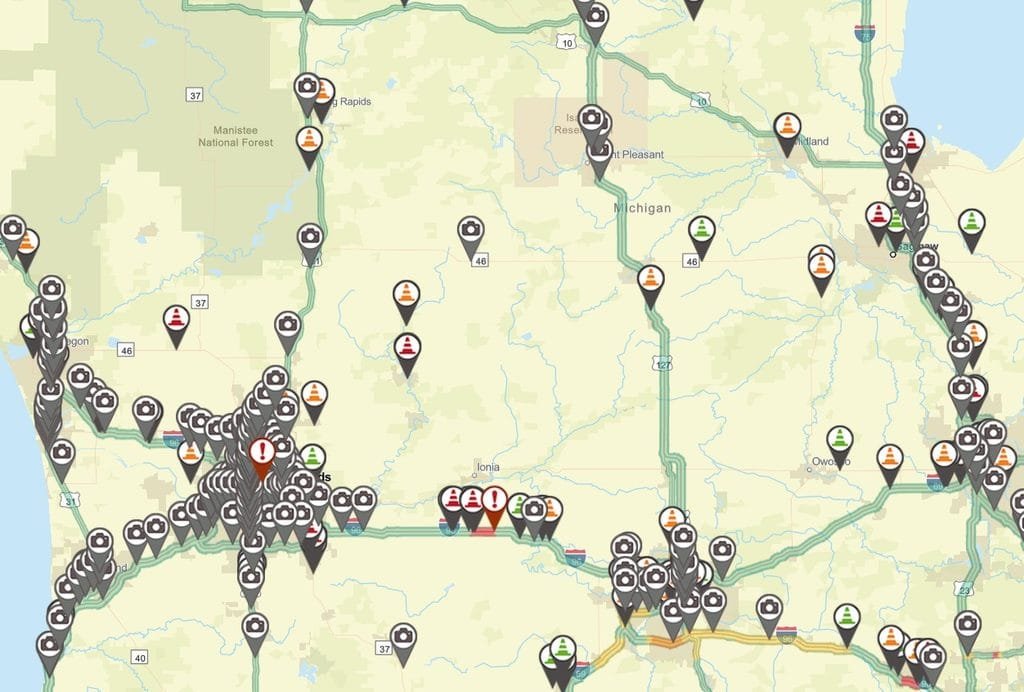Mdot Cameras Map - Mid Michigan