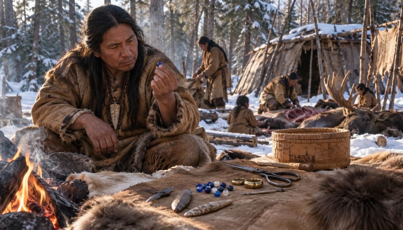 Anishinaabe Winter Camp And Trade Bead
