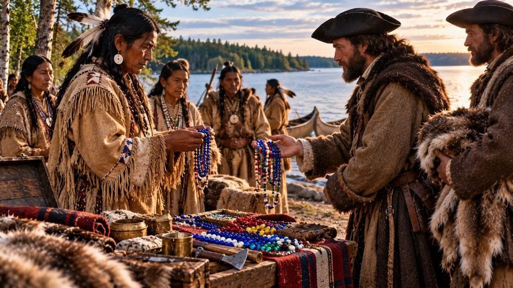 Indigenous Trade At Lakeside Sunset.