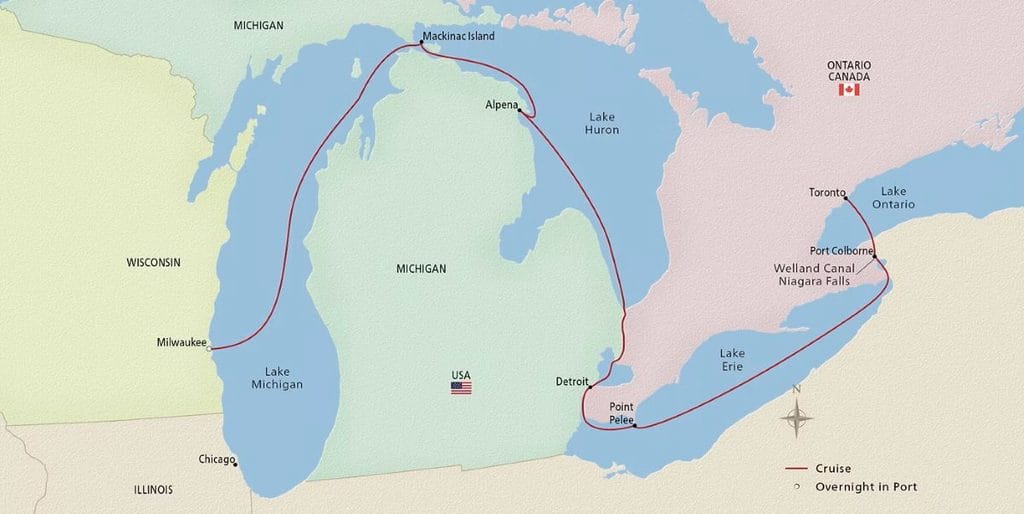 Map Of Great Lakes Cruise Route