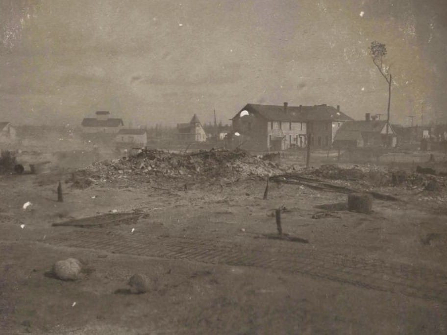 Ruins Of Buildings After A Fire