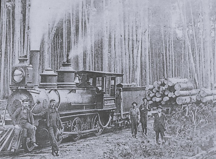 Historic Steam Train With Lumbermen