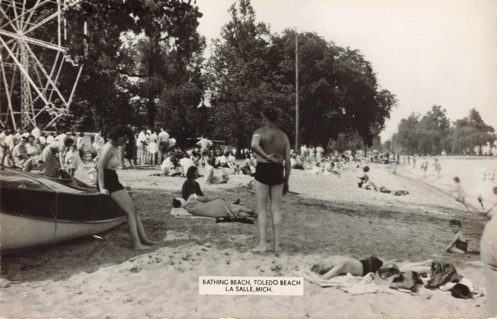 Midway Walkway And Visitors At New Toledo Beach In La Salle, Michigan.