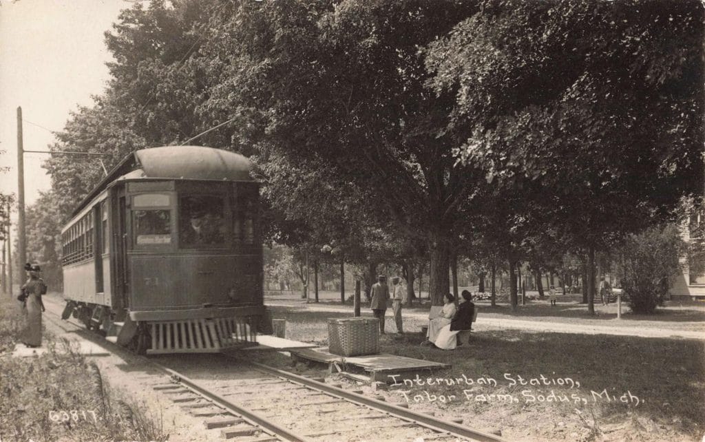 Historic Interurban Train At Station
