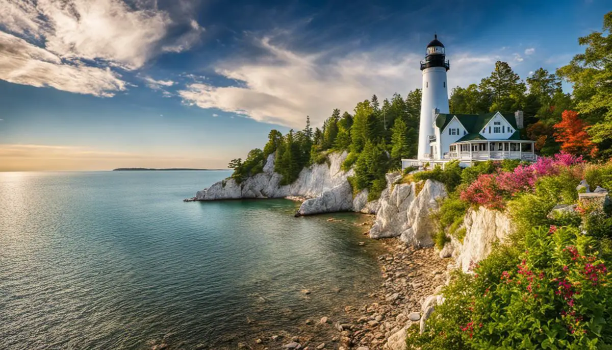 Image Of A Serene Mackinac Island With Enchanting Natural Scenery