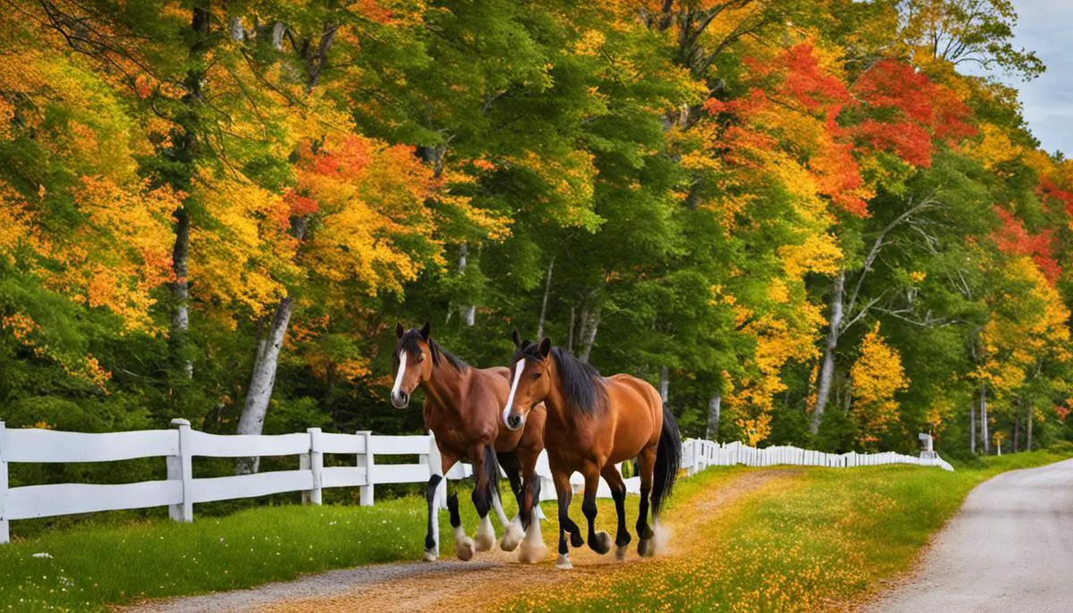 Image Description: Horses Trotting On Mackinac Island