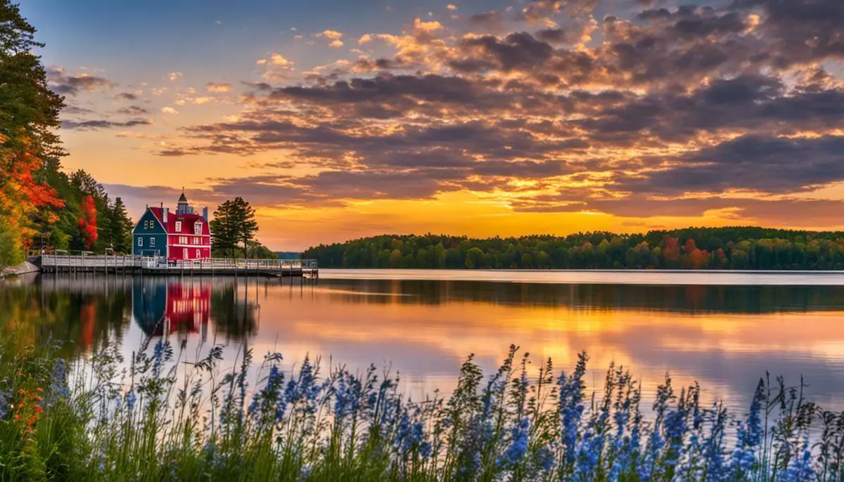 A Picturesque Scene With Enchanting Small Towns, Majestic Castles, Delicious Fudge, Dark Sky Park, And Serene Douglas Lake, Representing The Journey From Traverse City To Mackinaw City.